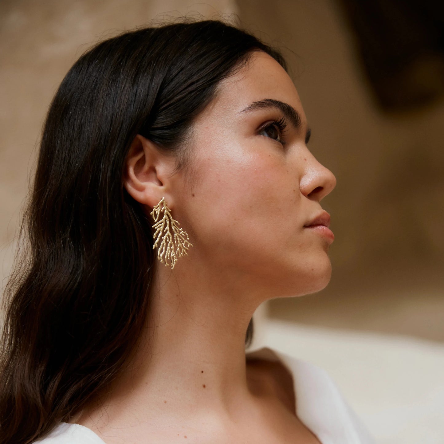 Pendientes Gorgonia bañados en Oro