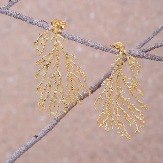 Pendientes Gorgonia bañados en Oro